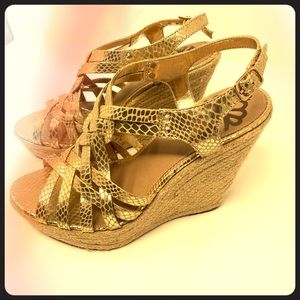 Gold wedges by Fergalicious. Fabulous fit. NEW.
